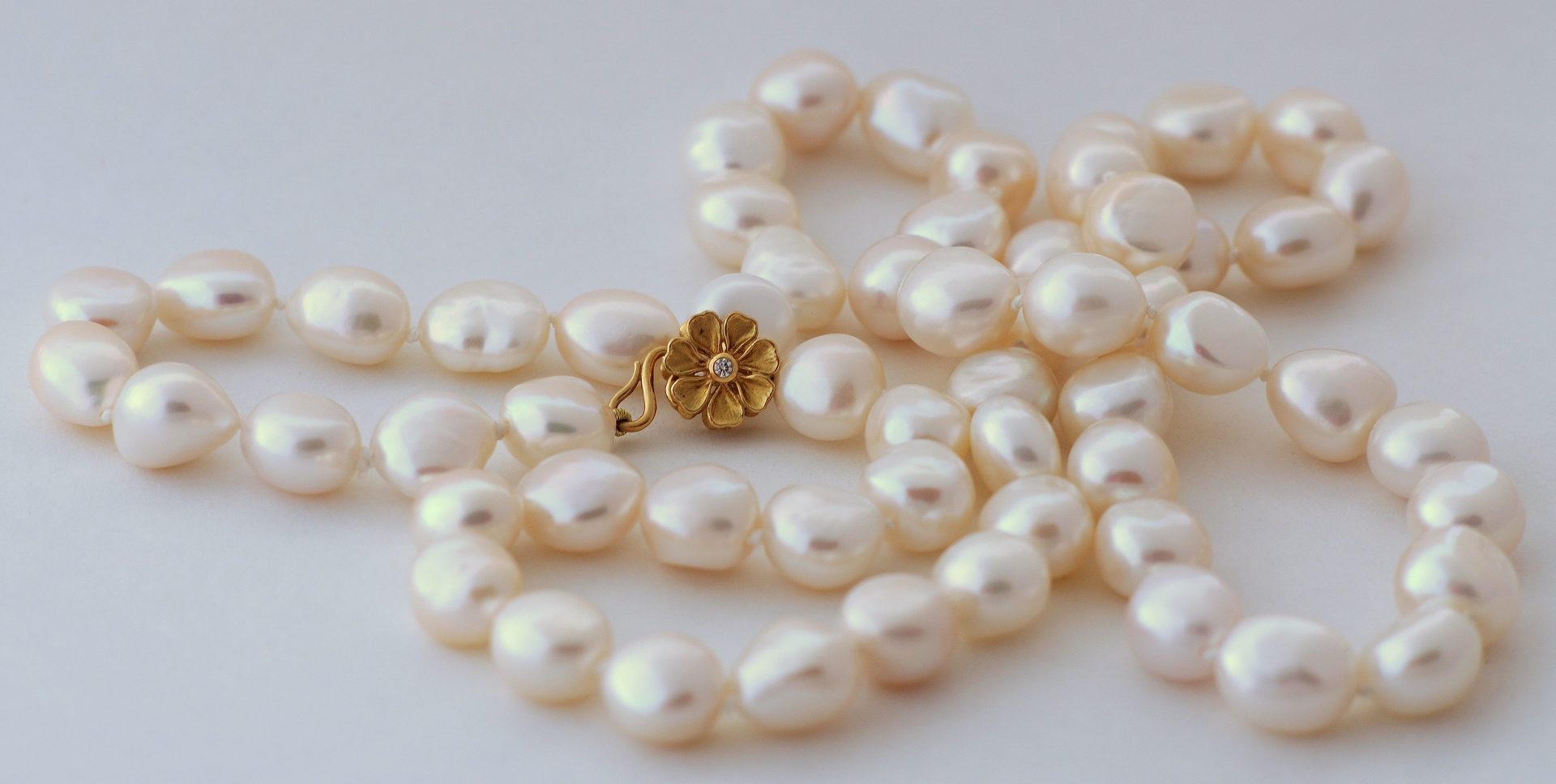 Baroque Pearls with Flower and Diamond Clasp