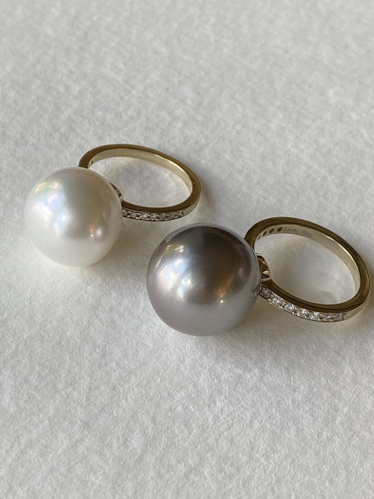 Diamond Band Pearl Rings