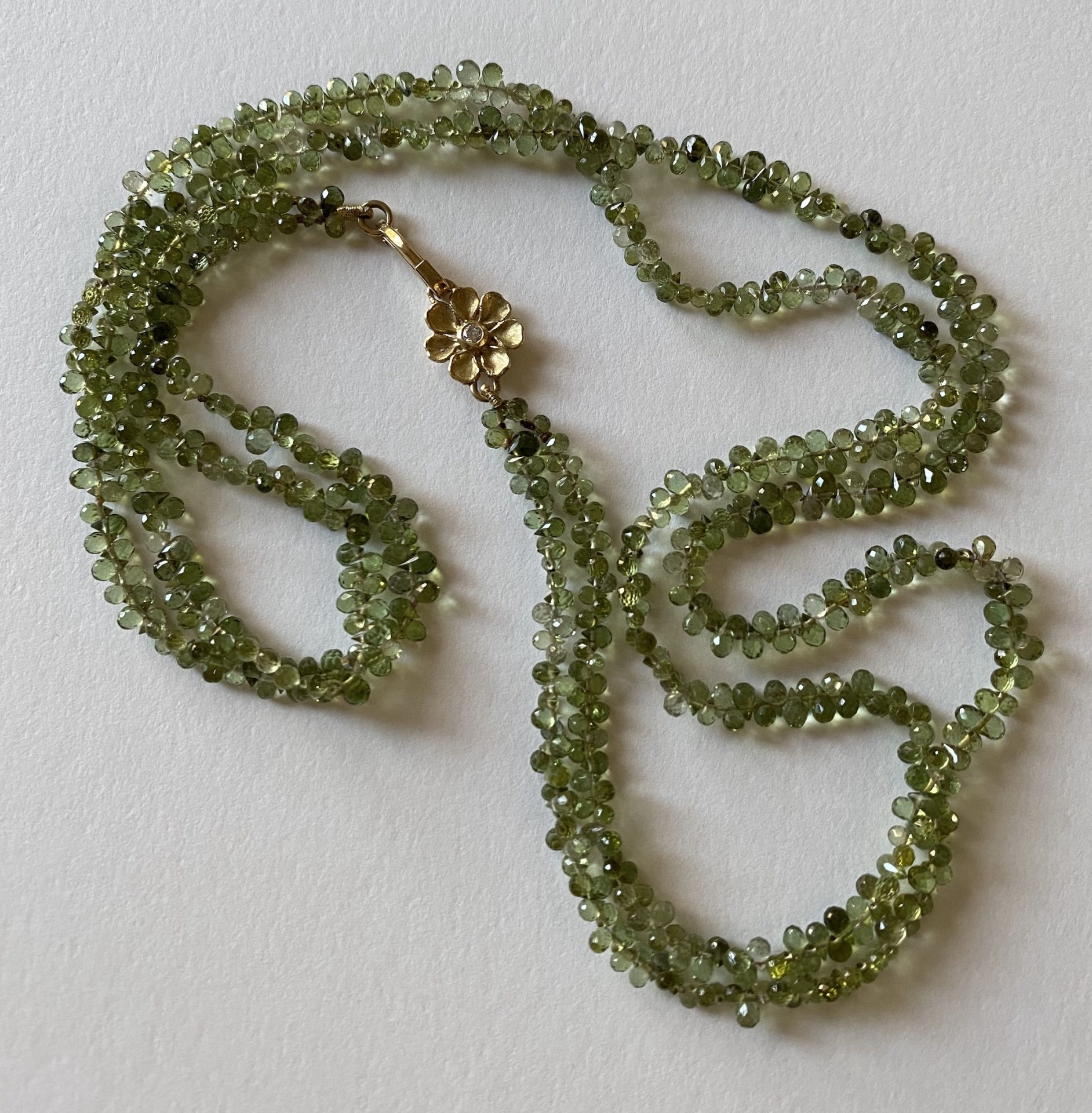 Green Tourmaline with Petal Clasp